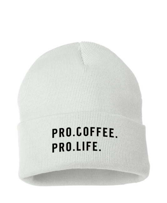 Pro Life Pro Coffee White Beanie